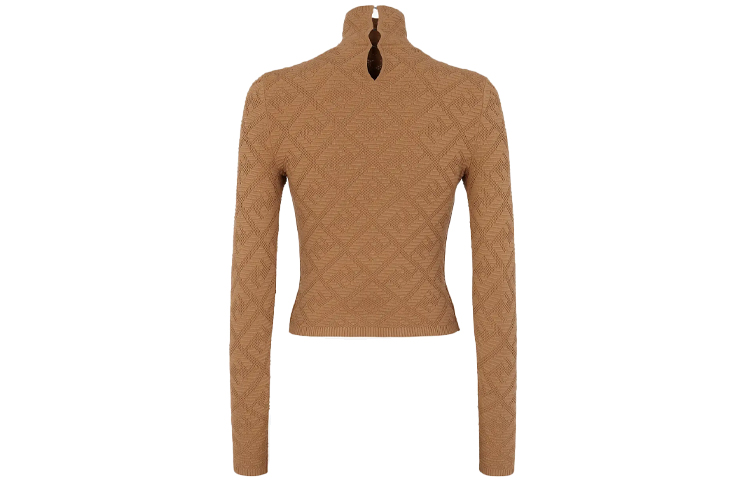 Lookbook (W) FENDI 米色高領毛衣帶FF字母圖案設計。 FZX749AGIRF1FLF