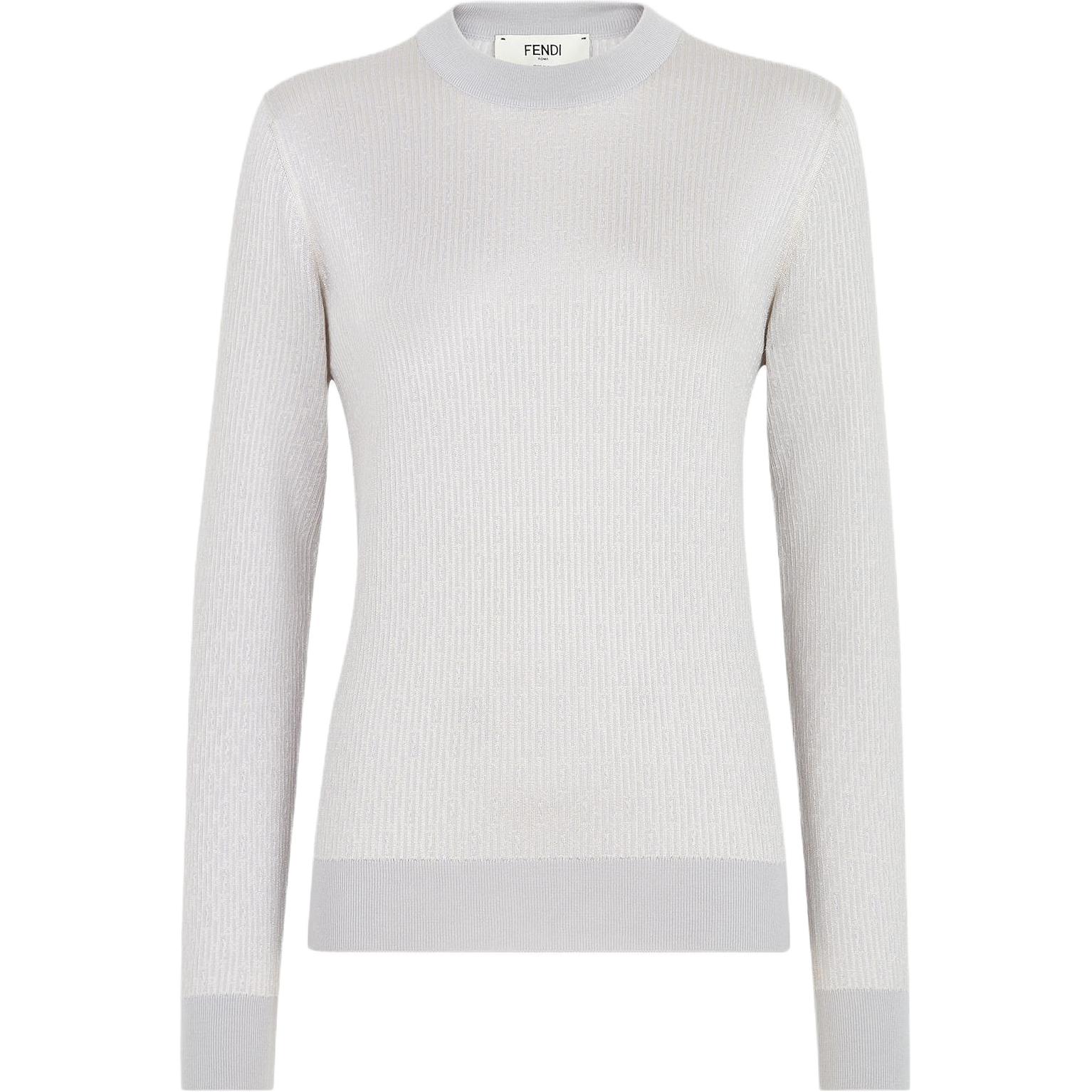 (Women) FENDI  Beige Solid Color Crewneck Pullover Sweater. FZXB49AQYSF0ZJ4