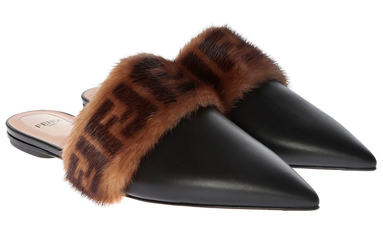 (W) Fendi 'Black Brown Pointed Toe Flat Fashion Slide' 圖 2