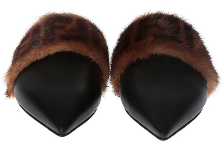 (W) Fendi 'Black Brown Pointed Toe Flat Fashion Slide' 圖 3