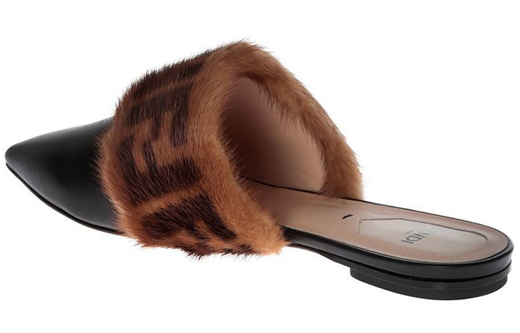 (W) Fendi 'Black Brown Pointed Toe Flat Fashion Slide' 圖 4