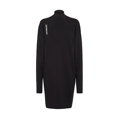 (Women) FENDI Black High-Neck Logo Print Long-Sleeve Midi Dress. FZDC08AQYRF0GME