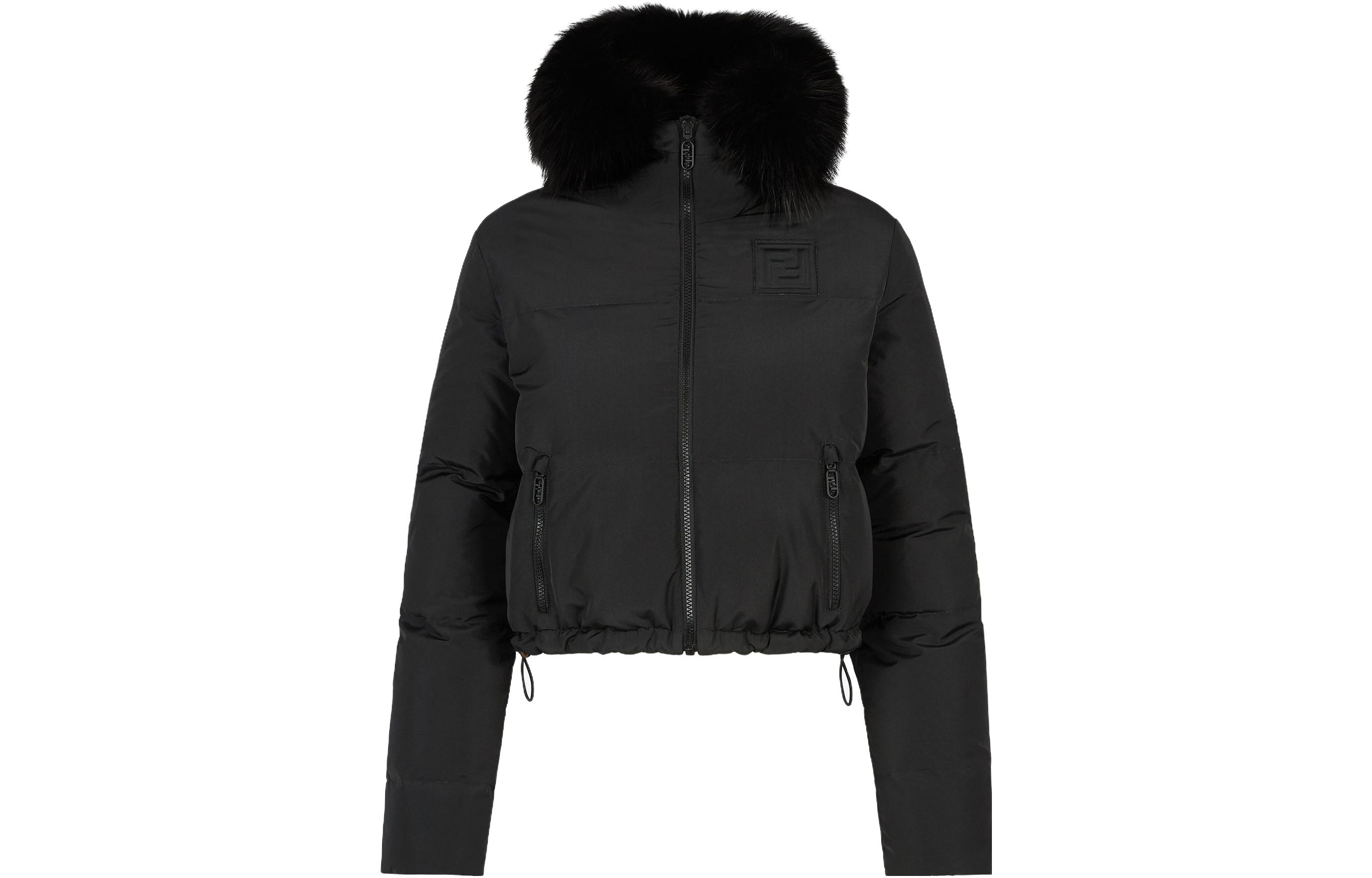 (Women) FENDI  Black Hooded Casual Cotton Jacket with Zipper FAN134AQB2F0GME