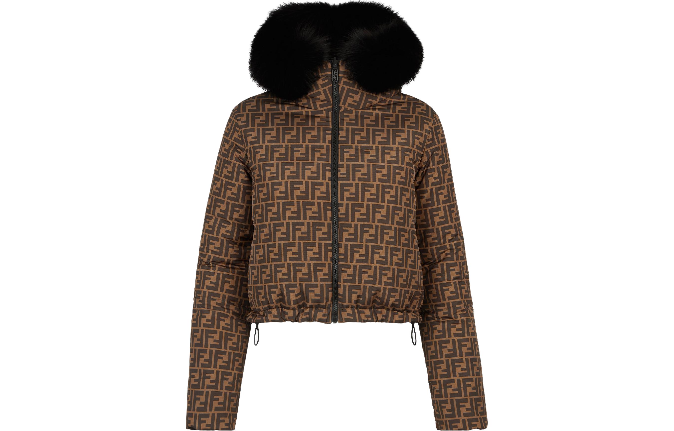 Shop (W) フェンディ ブラック フード付き カジュアル コットン ジャケット ジッパー付き FAN134AQB2F0GME