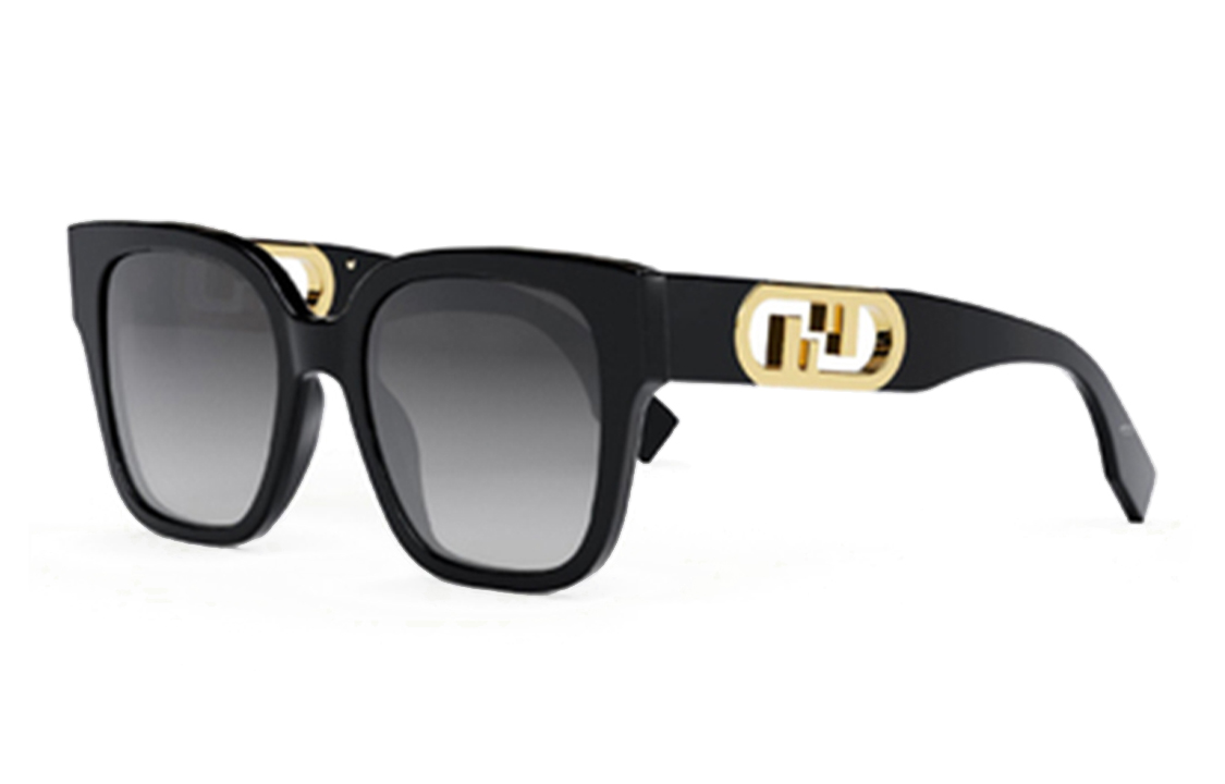 Order (Women) FENDI  Black Irregular Sunglasses with Letter Cutout Temples. FE40063F01B