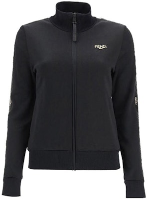 (Women) FENDI Black Jacket with Solid Color Logo Print and Stand Collar. FAF069AERQF0GME Order (Women) FENDI Black Jacket with Solid Color Logo Print and Stand Collar. FAF069AERQF0GME