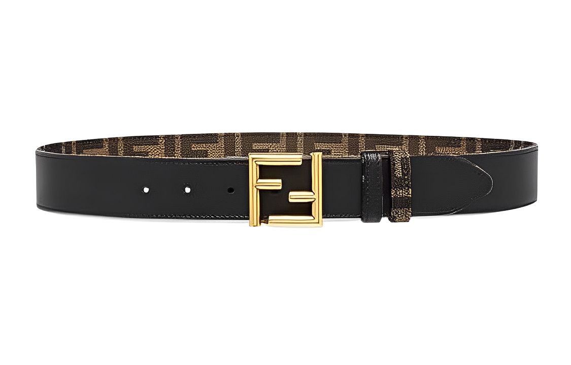 (Women) FENDI  Black Leather Belt 3.5cm Wide - Minimalist Design. 8C0686ANH7F1L2J