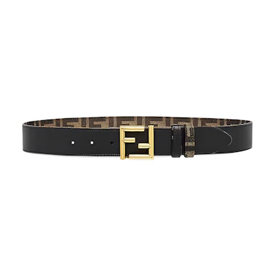 (Women) FENDI Black Leather Belt 3.5cm Wide - Minimalist Design. 8C0686ANH7F1L2J