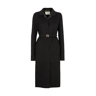 (Women) FENDI Black Mid-Length Solid Single-Breasted Coat. FF9022AM3YF0GME