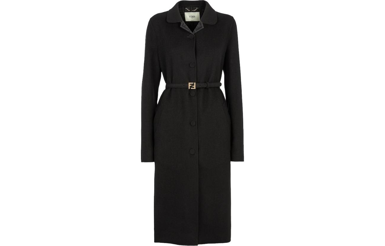 Order (W) FENDI Abrigo Negro Medio Largo Cruzado Sencillo para Hombre. FF9022AM3YF0GME