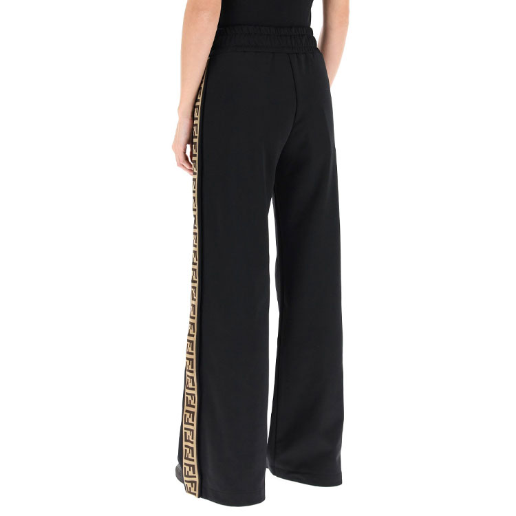 Purchase (W) FENDI 黑色印花中腰喇叭針織慢跑褲。 FAB203ADH8F0GME