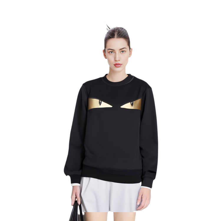 Details for (W) 펜디 블랙 몬스터 프린트 스웨트셔츠. FAF089A6MGF0GME