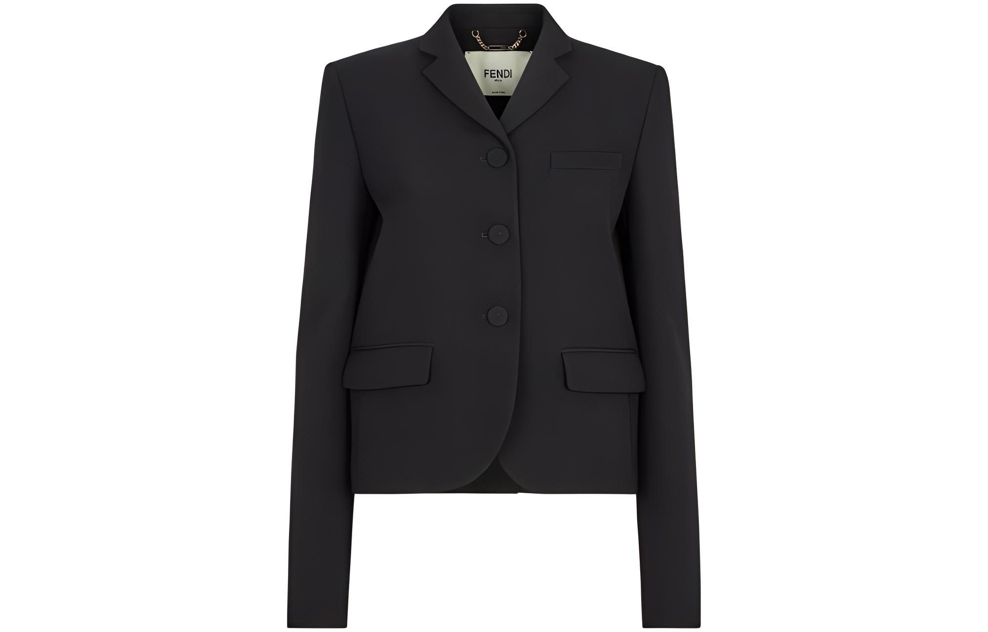 (Women) FENDI  Black Single-Breasted Long Sleeve Blazer FJ7419AJYFF0GME