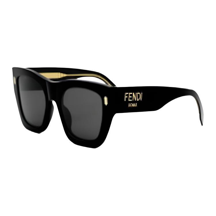 (Women) FENDI  Black Square Sunglasses with Logo Engraving. FE40101F5201A