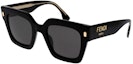 Order (Women) FENDI Black Square Sunglasses with Logo Engraved Temples. FE40101I01A
