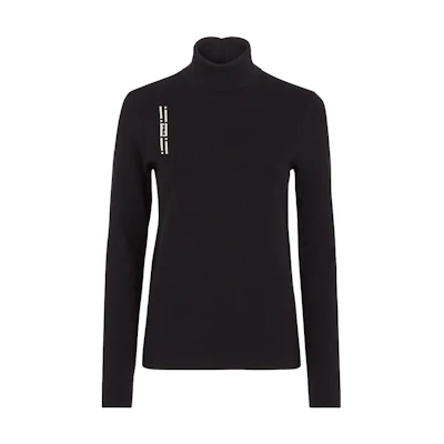 (Women) FENDI Black Turtleneck Sweater with Solid Logo Print Design FZXB16AQYRF0GME