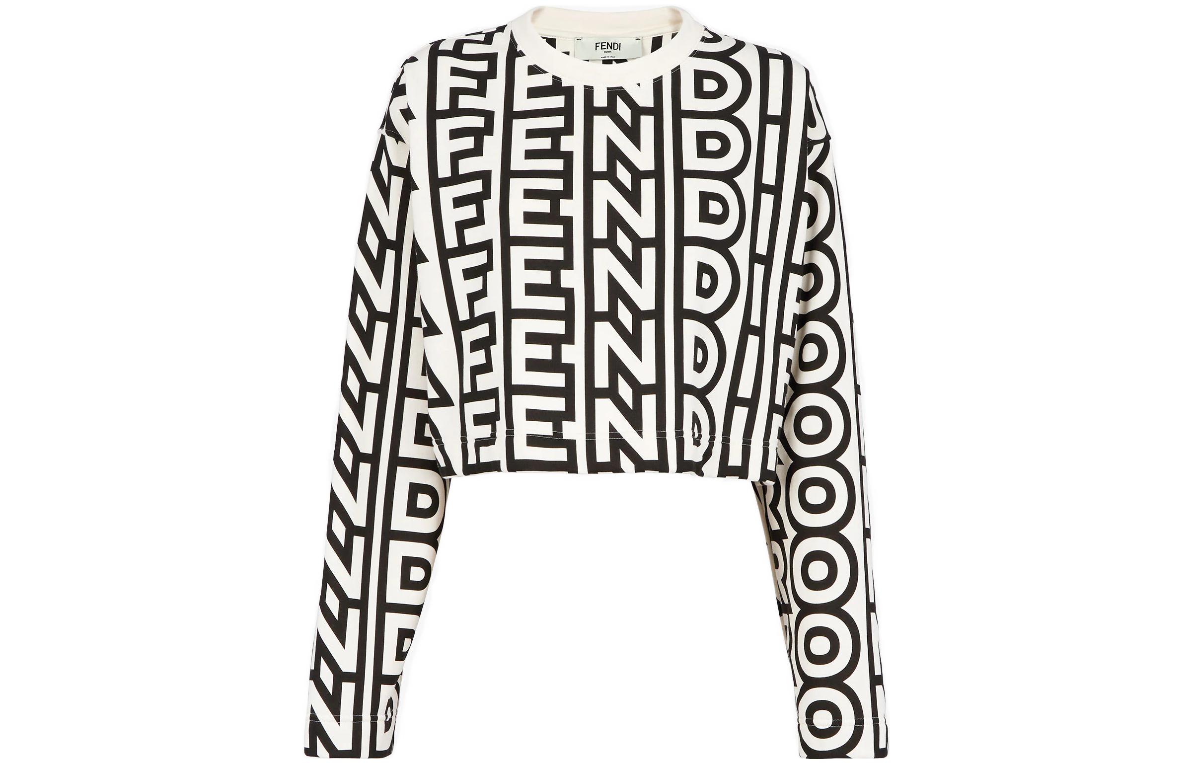 Order (W) FENDI Hitam Two-Tone Knit Pullover Sweatshirt Koleksi Capsule. FS7944AMGWF1KCV