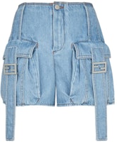 (Women) FENDI Blue Denim Fade Effect Utility Shorts. FLP792ANP1F1KE5 (Women) FENDI Blue Denim Fade Effect Utility Shorts. FLP792ANP1F1KE5