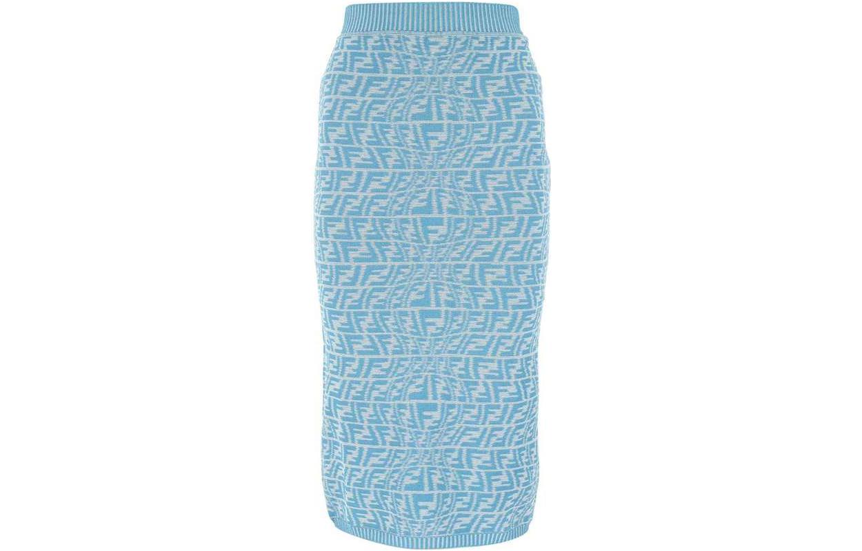 (Women) FENDI  Blue Elastic Waist Rayon Casual Long Skirt. FZQ637AGF1F1DO8