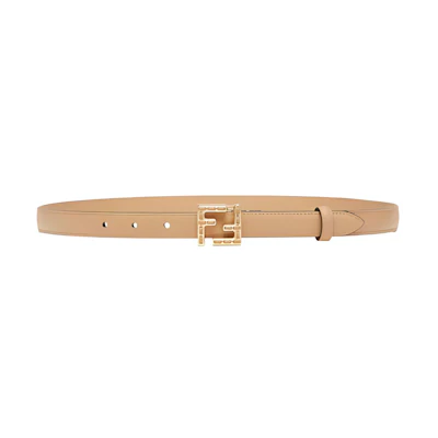 (Women) FENDI Brown Calfskin Leather Belt 2cm with Logo Design. 8C0648ASUP