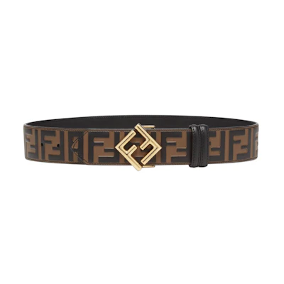 (Women) FENDI Brown Calfskin Leather Belt with Double Buckle Design. 8C0736AROOF13VK