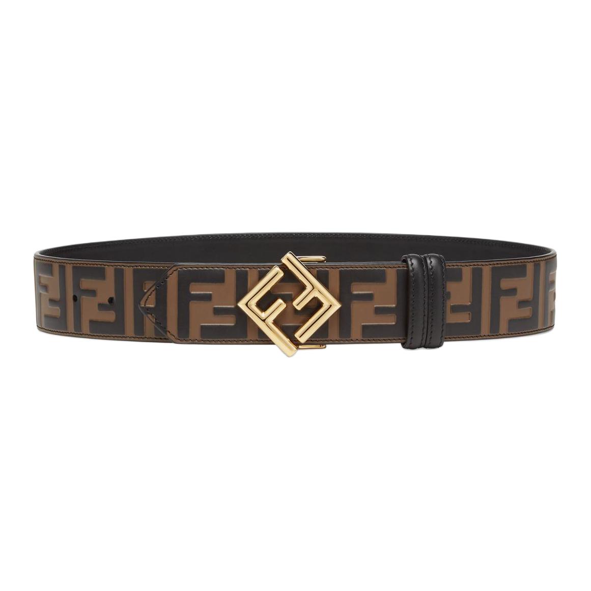 Order (Women) FENDI  Brown Calfskin Leather Belt with Double Buckle Design. 8C0736AROOF13VK