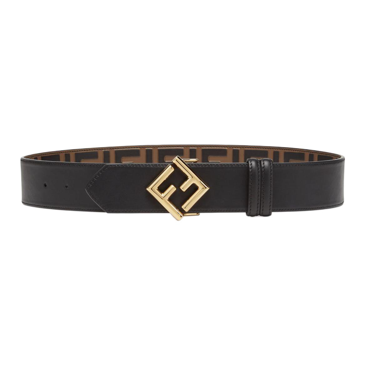 Lookbook (Women) FENDI  Brown Calfskin Leather Belt with Double Buckle Design. 8C0736AROOF13VK