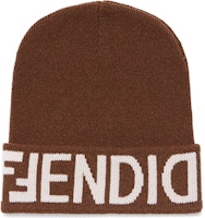 (Women) FENDI Brown Knit Beanie with Logo Details. FXQ948-AQ82-F0DEQ (Women) FENDI Brown Knit Beanie with Logo Details. FXQ948-AQ82-F0DEQ