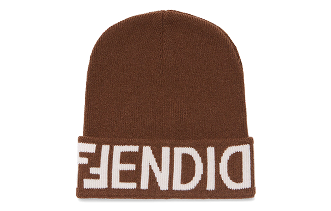 Order (W) FENDI 棕色針織毛帽 帶LOGO細節 FXQ948-AQ82-F0DEQ