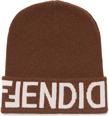(Women) FENDI Brown Knit Beanie with Logo Details. FXQ948-AQ82-F0DEQ Order (Women) FENDI Brown Knit Beanie with Logo Details. FXQ948-AQ82-F0DEQ