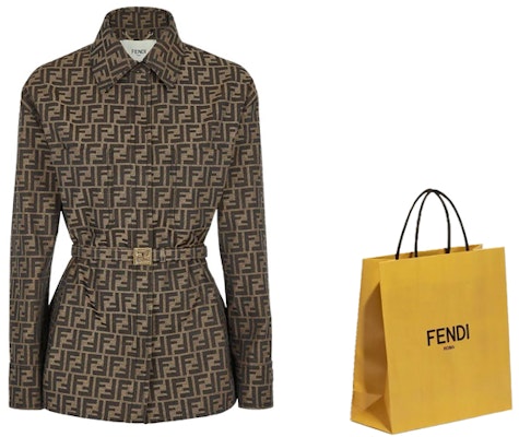 (Women) FENDI Brown Logo Print Belted Jacket FW22 Collection FJ7267A5W3F118W Shop (Women) FENDI Brown Logo Print Belted Jacket FW22 Collection FJ7267A5W3F118W