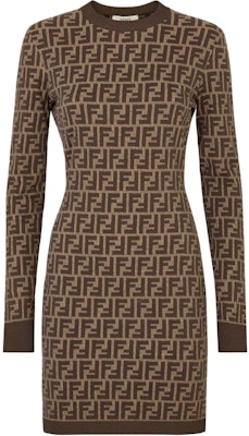 (Women) FENDI Brown Long Sleeve Mini Dress with Logo Crewneck. FZDC83ASJTF0GGE Buy (Women) FENDI Brown Long Sleeve Mini Dress with Logo Crewneck. FZDC83ASJTF0GGE