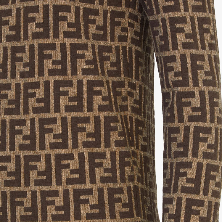 Purchase (W) FENDI 棕色长袖迷你连衣裙 Logo圆领设计. FZDC83ASJTF0GGE