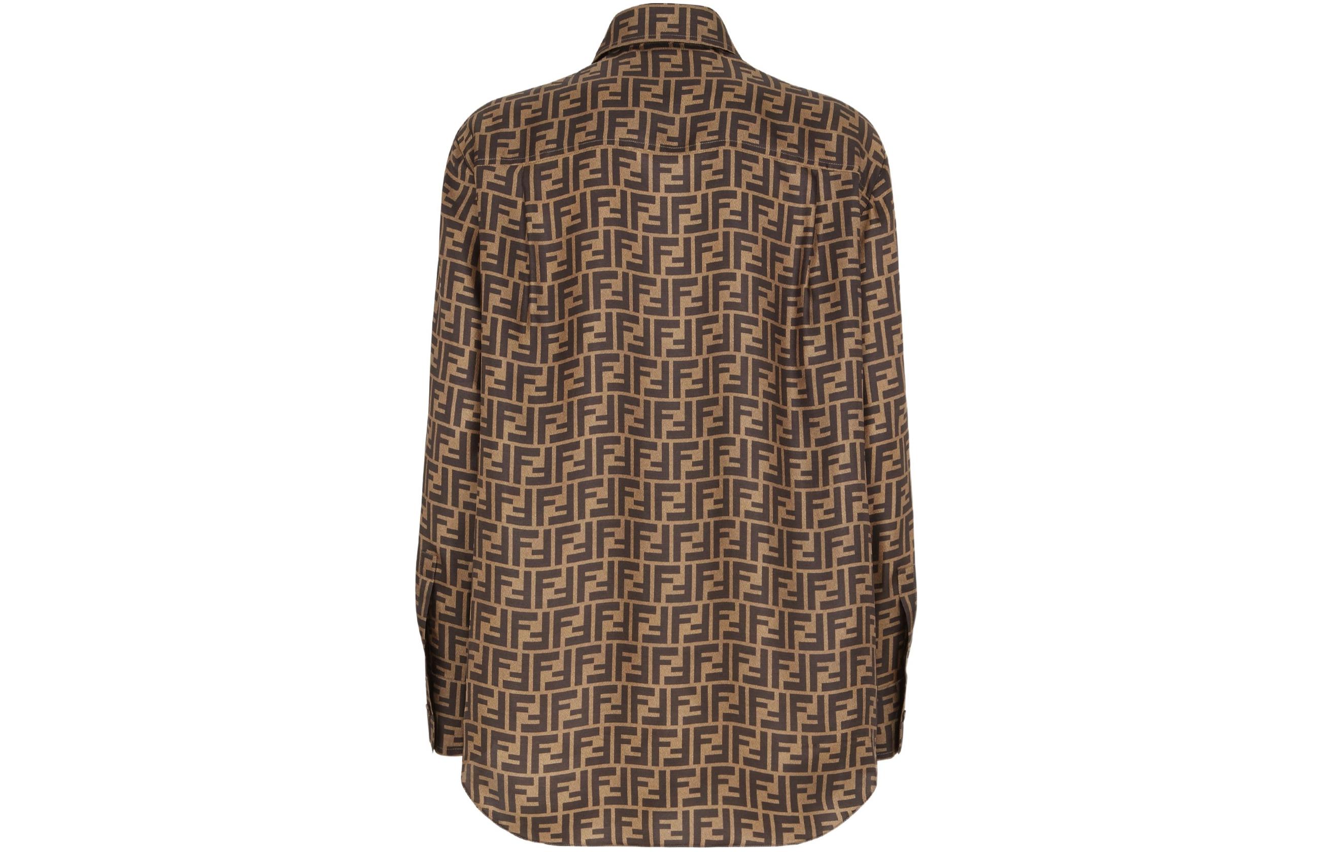 (Women) FENDI  Brown Monogram Button-Up Long Sleeve Shirt. FS8107A8G3F118W 圖 3