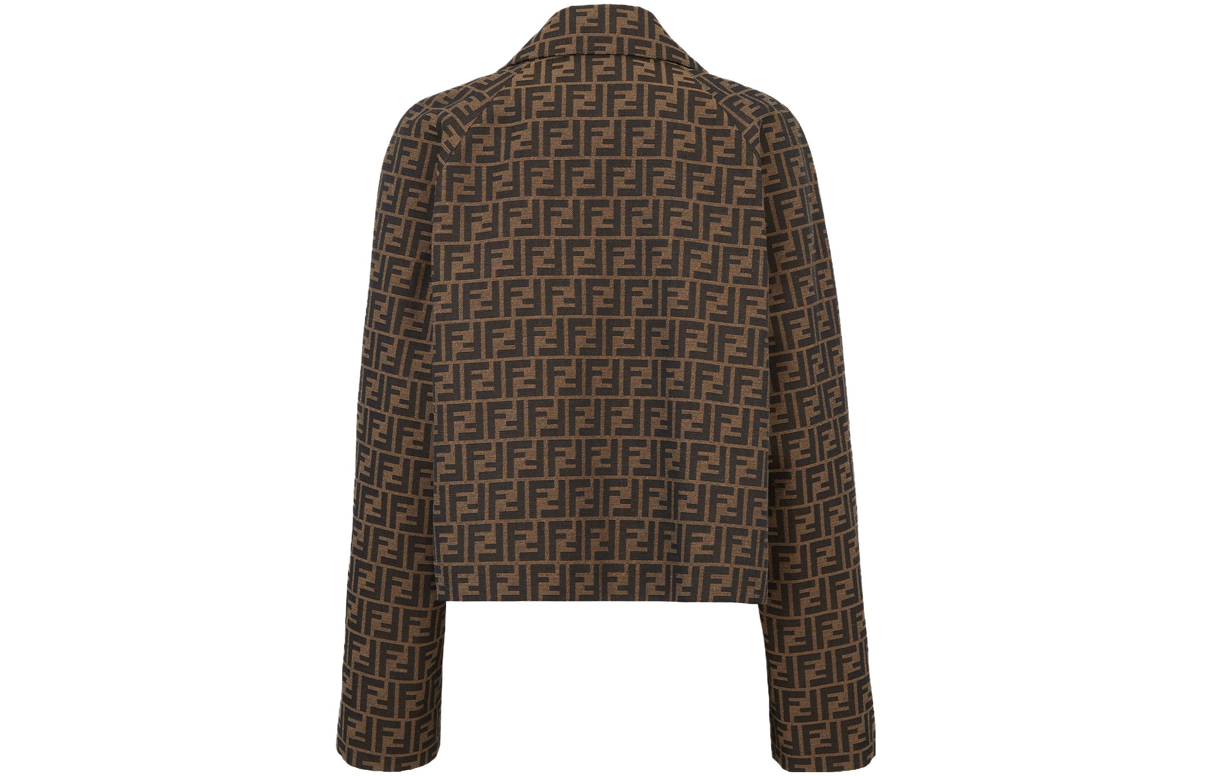 Lookbook (W) フェンディ ブラウン モノグラムプリント 長袖ジャケット FJ7461A5W3F118W