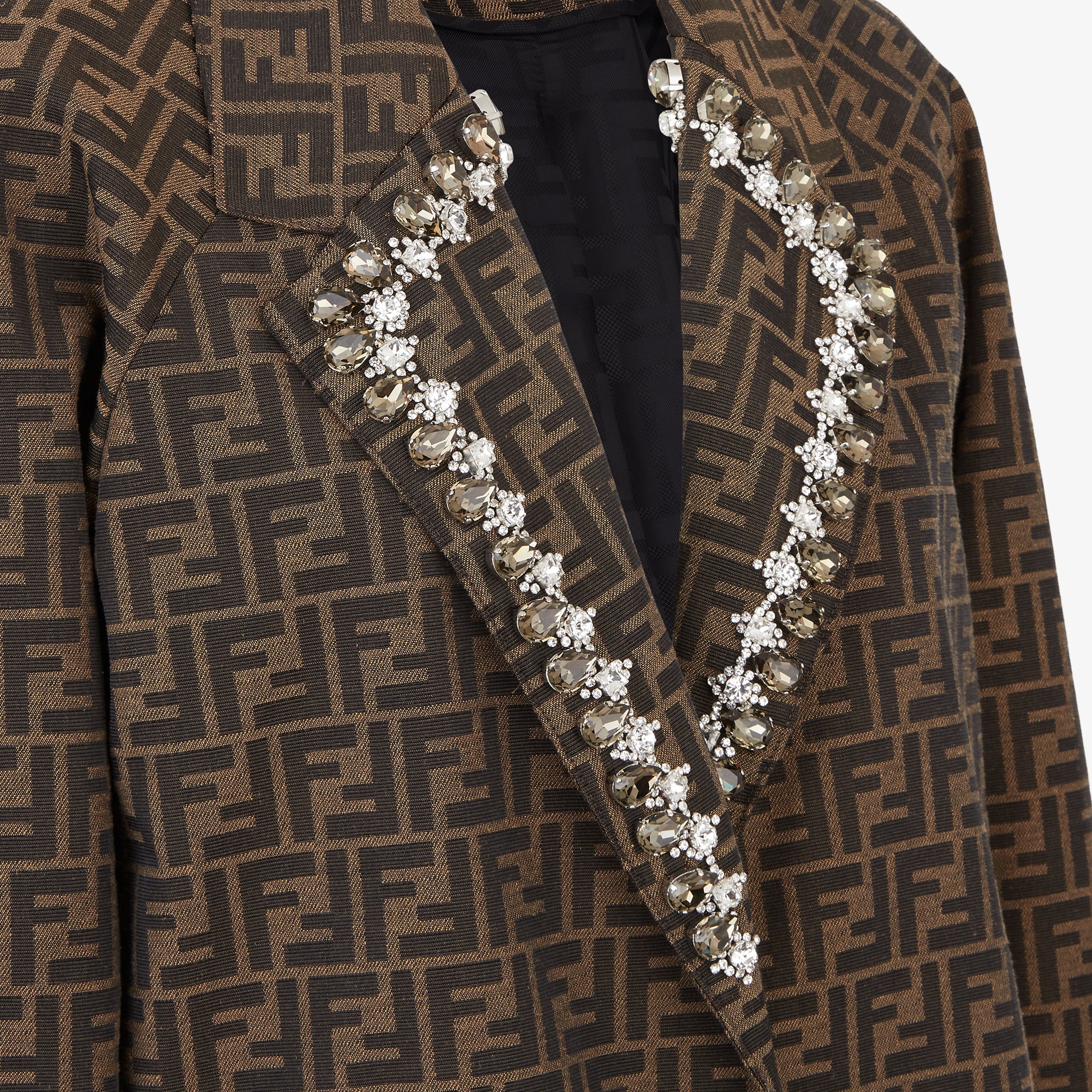 Shop (W) フェンディ ブラウン モノグラムプリント 長袖ジャケット FJ7461A5W3F118W