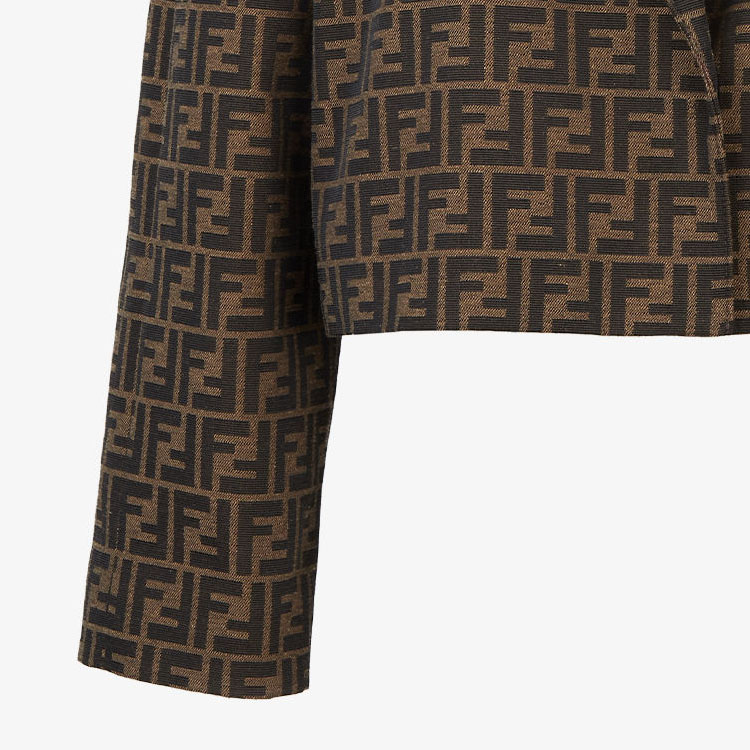 Sizing (W) フェンディ ブラウン モノグラムプリント 長袖ジャケット FJ7461A5W3F118W