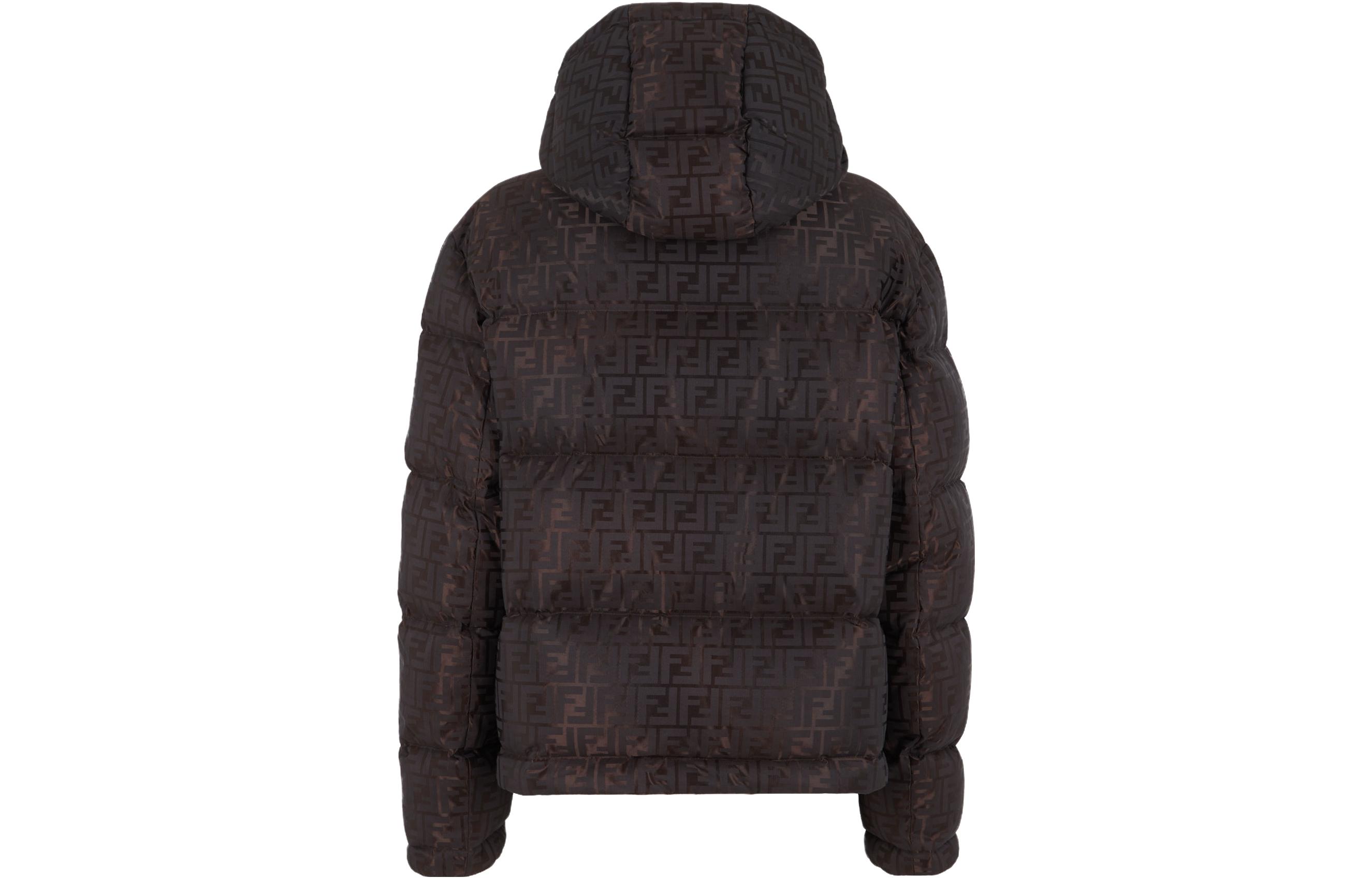 Lookbook (W) 芬迪棕色印花连帽拉链休闲棉夹克. FAN129AK9ZF0TU7