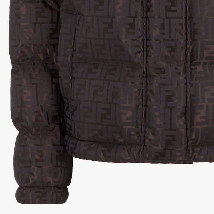 Sizing (W) 芬迪棕色印花连帽拉链休闲棉夹克. FAN129AK9ZF0TU7