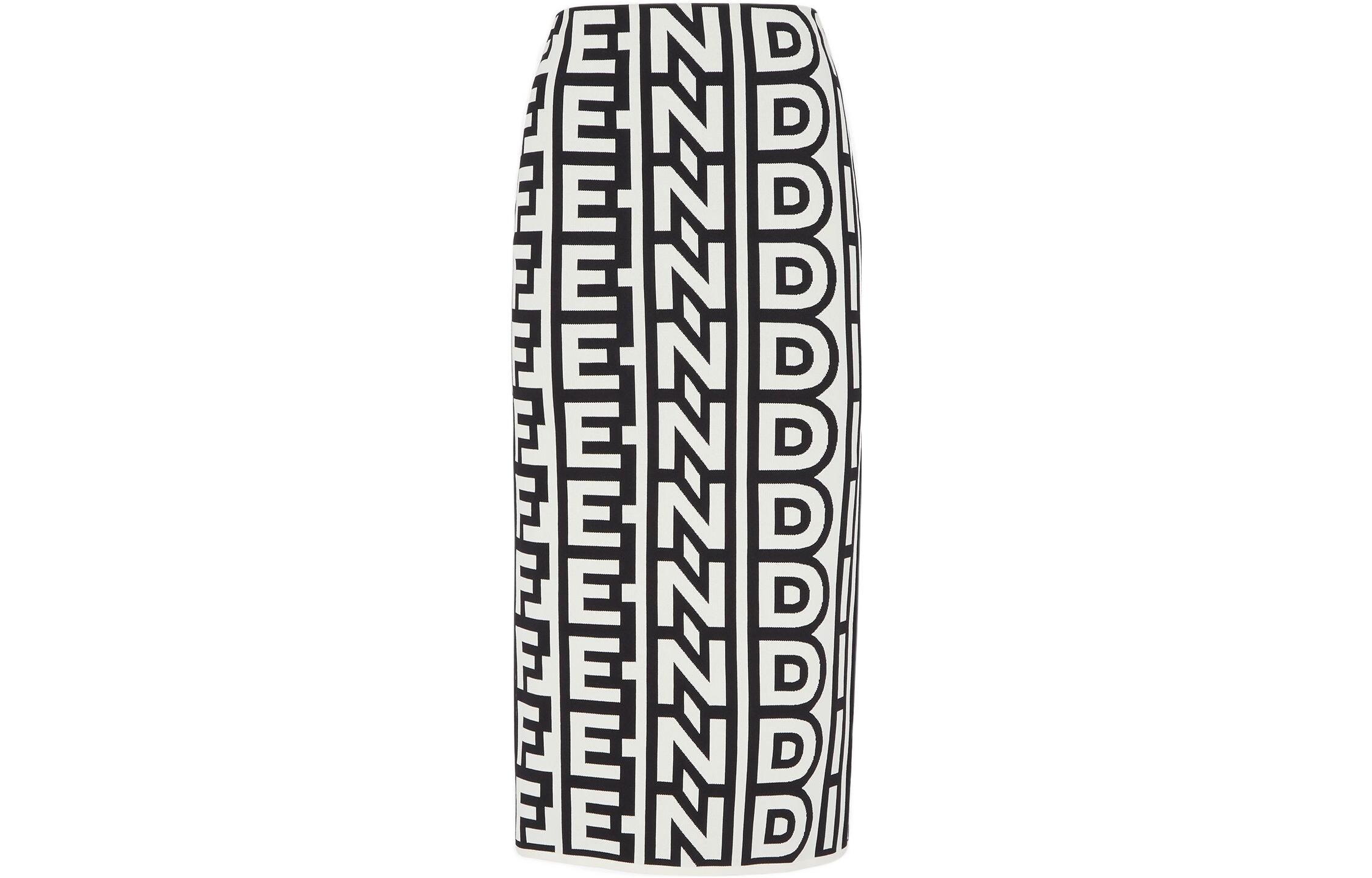 Order (W) FENDI FW22 Falda Tejida Cintura Alta Monograma Blanca FZQ702AMDSF1KCV