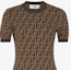 Shop (W) FENDI FW24 標誌修身棕色短袖針織上衣 FZXC72ASJTF0GGE