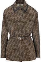 (Women) FENDI FW24 Logo Print Belted Long Sleeve Jacket - Brown. FJ7564A5W3F118W (Women) FENDI FW24 Logo Print Belted Long Sleeve Jacket - Brown. FJ7564A5W3F118W