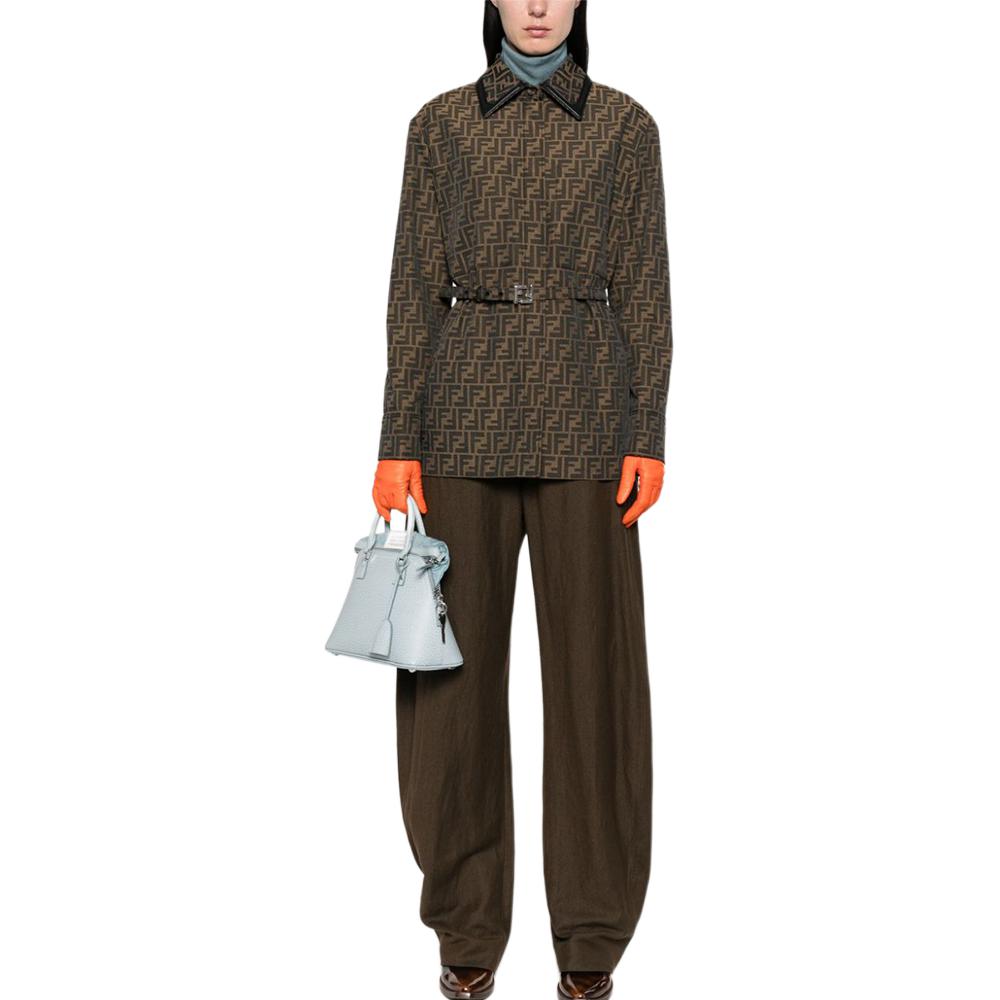 Shop (W) 芬迪 FW24 标志印花腰带长袖夹克 - 棕色 FJ7564A5W3F118W