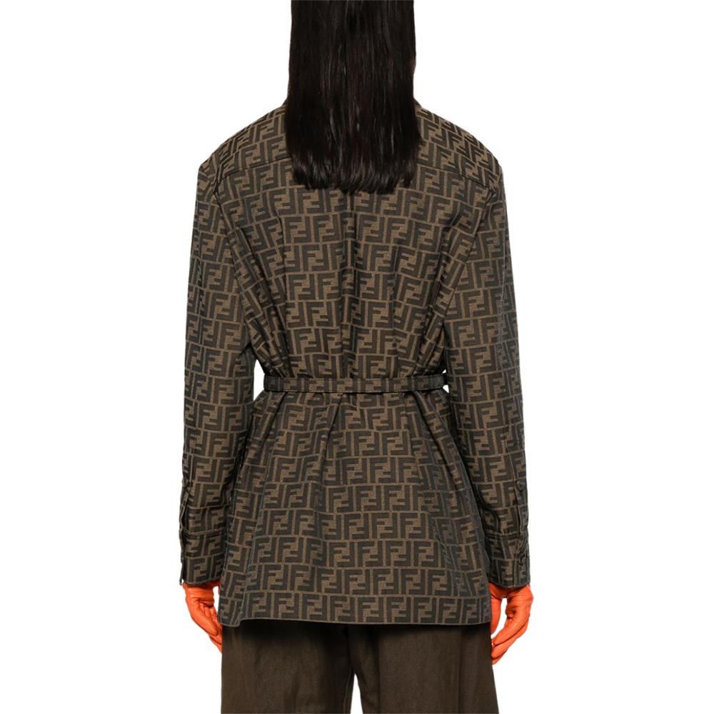 Purchase (W) 芬迪 FW24 标志印花腰带长袖夹克 - 棕色 FJ7564A5W3F118W