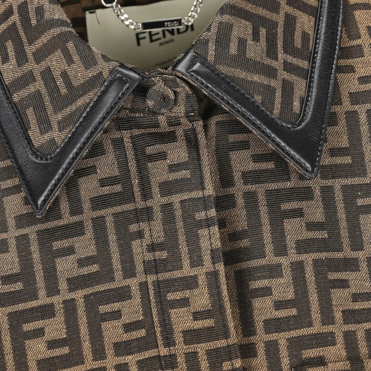 Cheap (W) 芬迪 FW24 标志印花腰带长袖夹克 - 棕色 FJ7564A5W3F118W