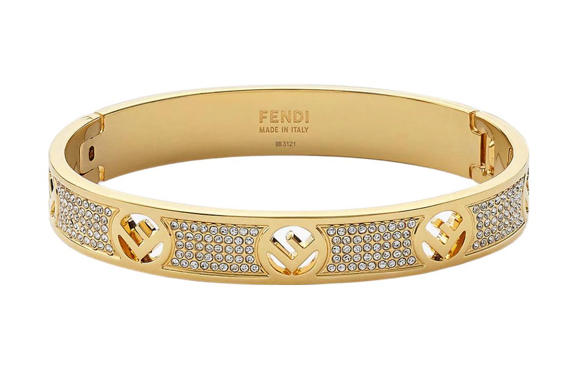 (Women) FENDI  Gold Brass Open-Adjustable Bracelet with Letter Cutout Design. 8AH5406GXF089U