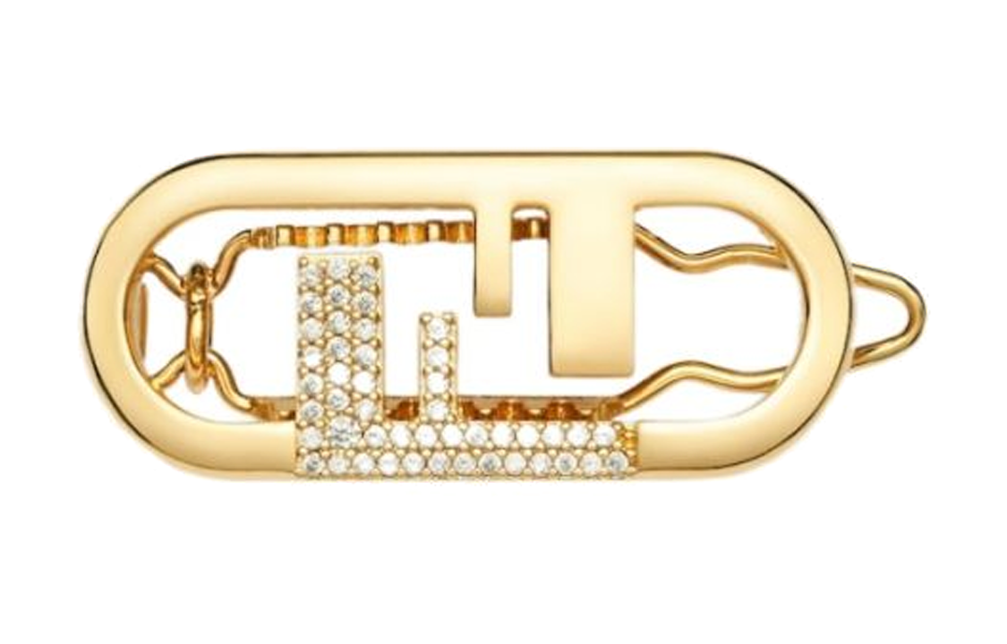(Women) FENDI  Gold Hairpin with Embellished Logo Design. 8AH985A44G