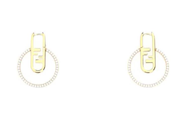(Women) FENDI  Gold O'Lock Pattern Metal Hoop Earrings - Elegant Design. 8AH520A44GF089U 圖 2