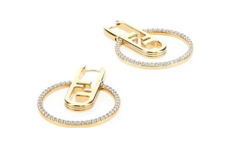 (Women) FENDI  Gold O'Lock Pattern Metal Hoop Earrings - Elegant Design. 8AH520A44GF089U 圖 3