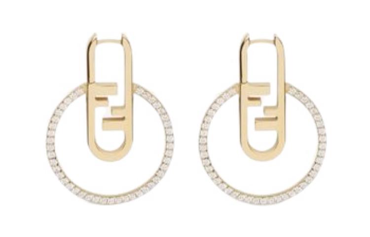 (Women) FENDI  Gold O'Lock Pattern Metal Hoop Earrings - Elegant Design. 8AH520A44GF089U 圖 4